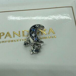 Pandora Silver Moon & Star Blue Charm Pendant